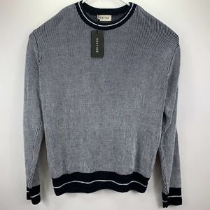 Vestige Mens Crewneck Acrylic Striped Pullover Sweater Navy White L